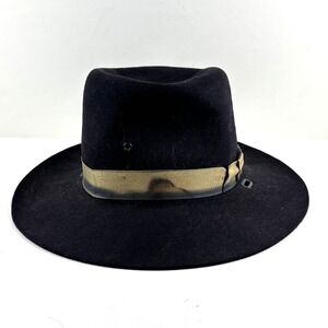 Manor Hats Chicago Fedora Mens 7 1/4 Black Vintage Felt Wide Brim Stratton